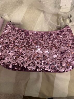 Coach Lavender Sequin Shoulder Bag with Silver Accents